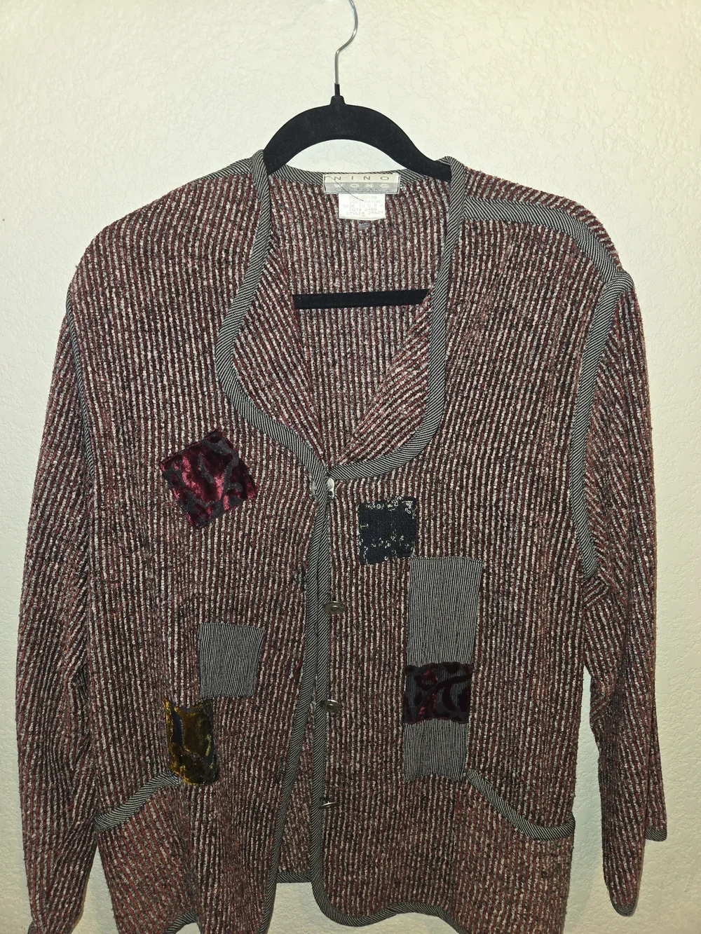 Nino Wong Vintage Mixed Media Patchwork Cardigan Grannycore Cozy
